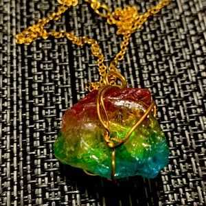 Multi-colored wrapped with a gold wire